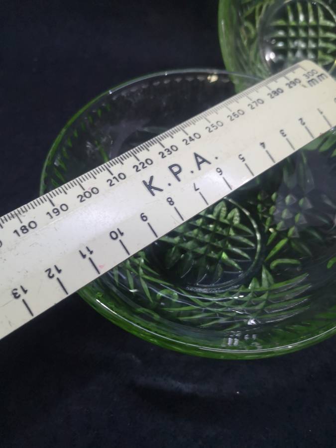 Set of 5 green glass serving bowls
