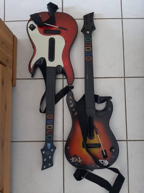 Microsoft Xbox 360 250Gb With 2 Controllers And 2 Xbox Guitars And Microphone With 6 Games