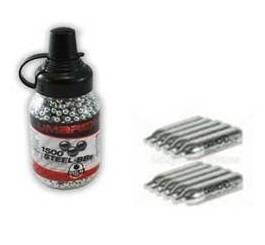 Crazy Combo - Umarex 4.5mm BB Bullets (1500 Count) + 10 x 12g CO2 Gas Cylinders