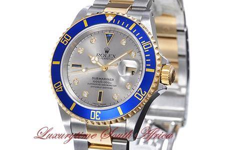 Rolex Submariner 2 Tone Silver Blue Sapphire & Diamond Dial**STUNNING WATCH**