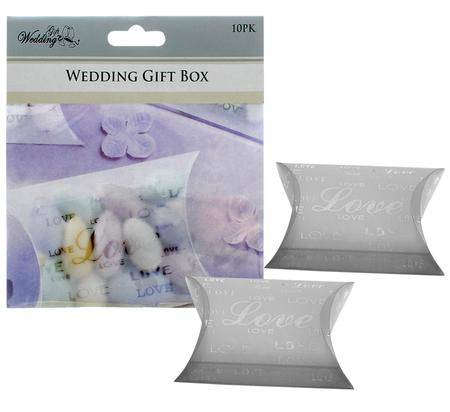 10 x Frosted Pillow Wedding Favor Boxes