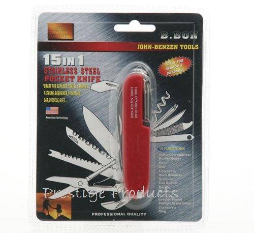 B.Bon 15 In 1 Pocket Knife 7cm Stainless Steel Blade