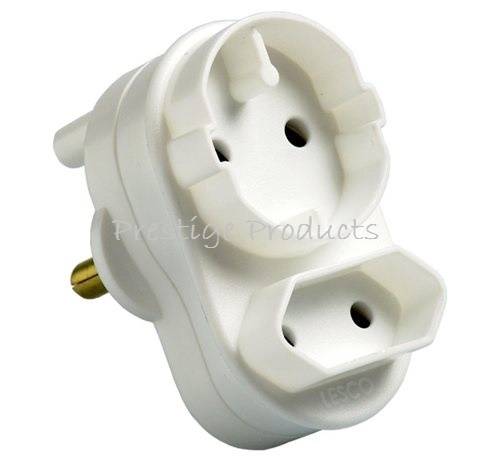 5 X Schuko Twin Adaptor  2x5amp 2 Pin