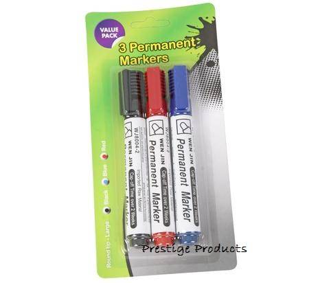 2 X  Permanent Marker Sets of  3 Piece, Red, Black & Blue