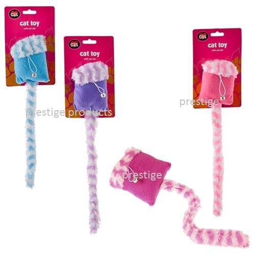 1 X Cat Plush Toy  Assorted Colours With Bell