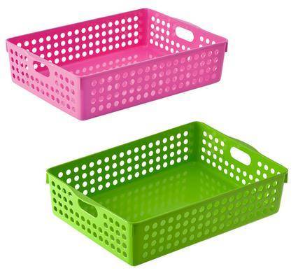 2 x Basket Plastic 32x22x8cm Rectangular