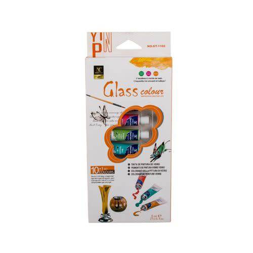 GLASS PAINTING KIT - Glass Paint 6mlx10Pc, With Brush