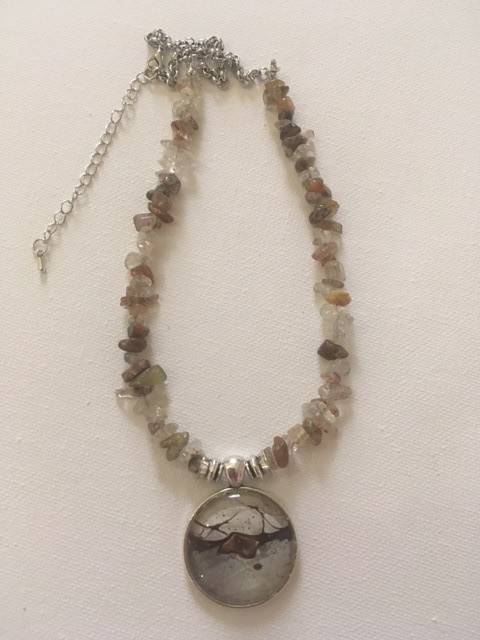 RUTILATED SMOKY QUART NATURAL GEMSTONE PENDANT NECKLACE with UNIQUE PENDANT