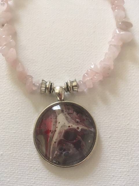 ROSE QUARTZ  NATURAL GEMSTONE PENDANT NECKLACE with UNIQUE ONE OF KIND PENDANT