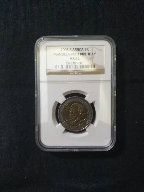 2008 Mandela 90th Birthday R5 Coin NGC Graded MS62,63,64,65,66 (5 coins )