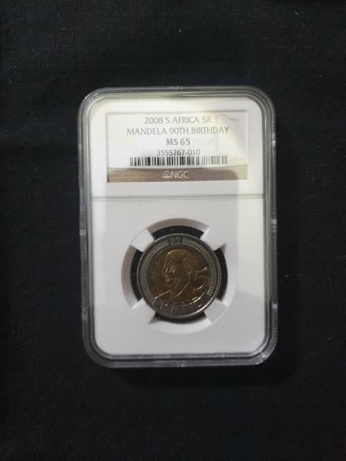 2008 Mandela 90th Birthday R5 Coin NGC Graded MS62,63,64,65,66 (5 coins )