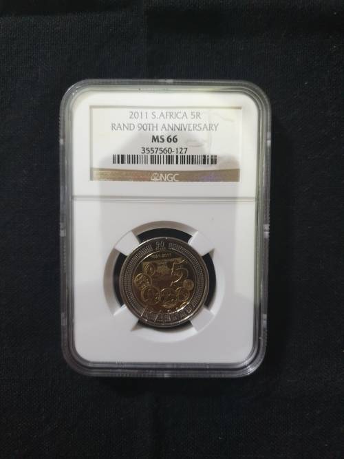 2011 SARB 90th Anniversary R5 Coin NGC Graded MS66 ( 1 coins )