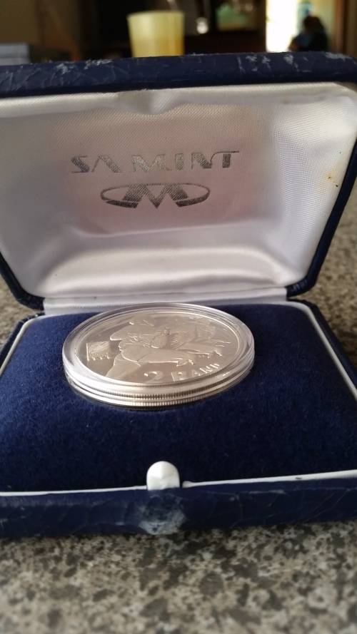 1995 World Cup Rugby R 2 Silver Proof Encapsulated in Blue SAM Case