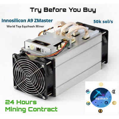 24 hour - Equihash/Zcash Miner Rental contract on INNOSILICON A9