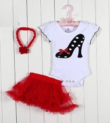 Skirt and top with High Heels motive and Headband 6 - 12 mths