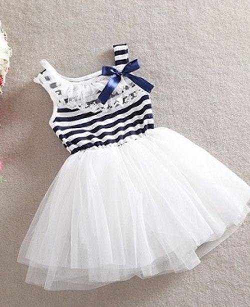 ON SALE ~ Tulle Summer Dress (White & Navy) 2 - 3 years