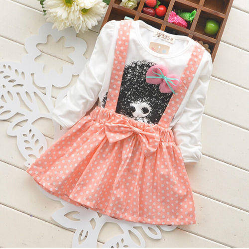 Baby Dress Polka Dot Suspender Dress Pink [9 - 12 mths]