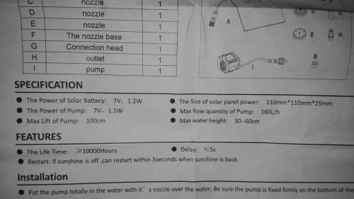 The Brushless Motor Solar Pump (7V, 1.2W)