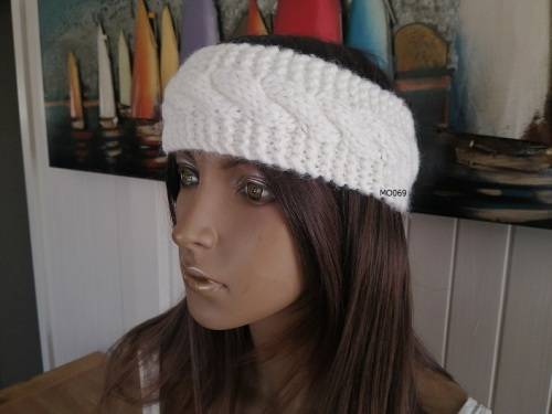 Headband with Cable (Winter White) Hand Knitted