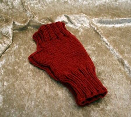 Fingerless Gloves (Ruby Red) Hand Knitted