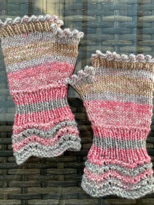 ON SALE: Fingerless Gloves (Rose Pink & Grey) Knitted