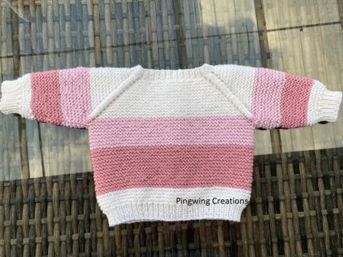 Lovely Hand Knitted Baby Jersey (Pink & White)