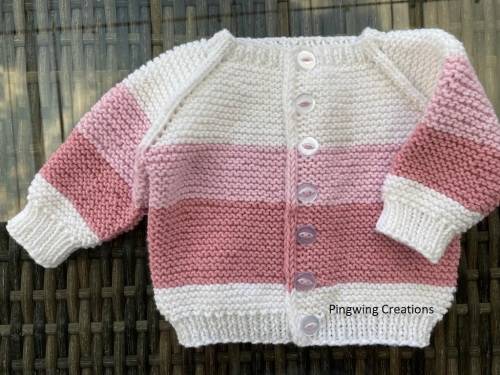 Lovely Hand Knitted Baby Jersey (Pink & White)