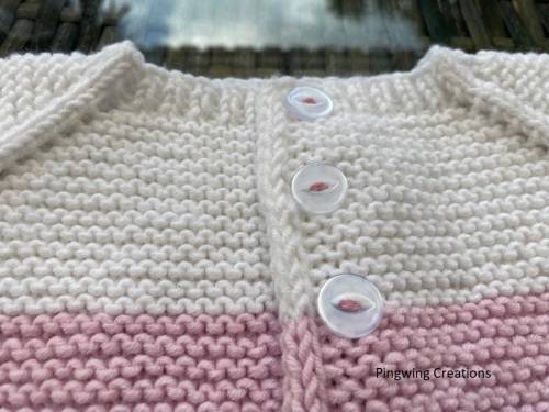 Lovely Hand Knitted Baby Jersey (Pink & White)