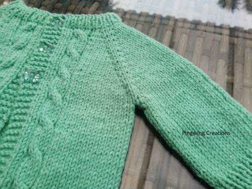 Lovely Hand Knitted Baby Jersey (Sage Green)