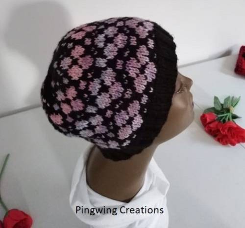 FLASH SALE Hand Knitted Beanie (Pink, Purple & Black)