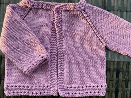 Hand Knitted Baby Cardigan (Mauve)