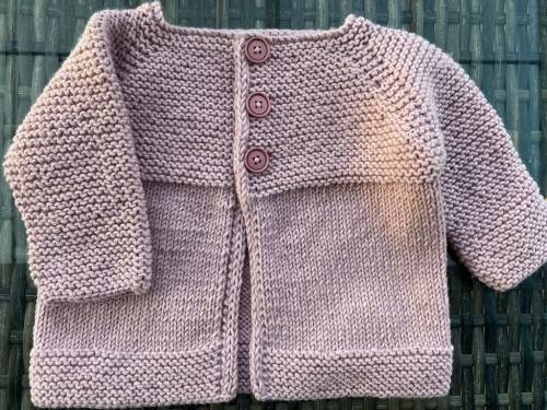 Hand Knitted Baby Cardigan (Dusty Pink)