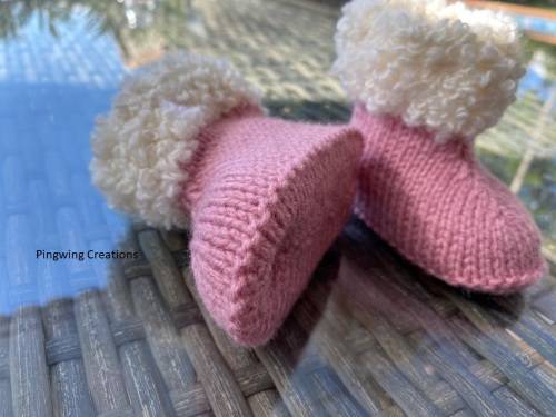 Gorgeous Rose Pink Baby Hugs Booties Hand knitted