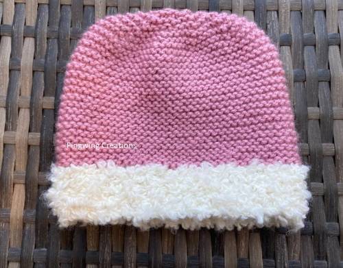 Gorgeous Rose Pink Baby Beanie Hand knitted