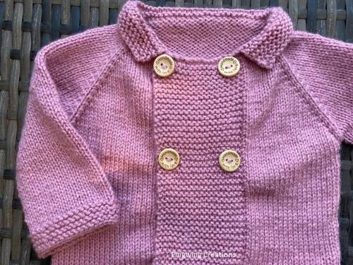 Gorgeous Rose Pink Double Breasted Baby Jacket Hand knitted