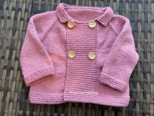 Gorgeous Rose Pink Double Breasted Baby Jacket Hand knitted