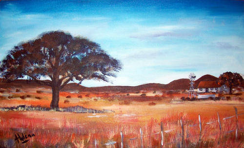 Bosveld - 300x500x20mm - acrylic painting by  HELENA KRUGER