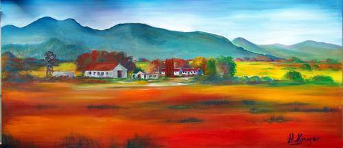 Naby Velddrif - 400x900mm - original acrylic by SA Artist Helena Kruger