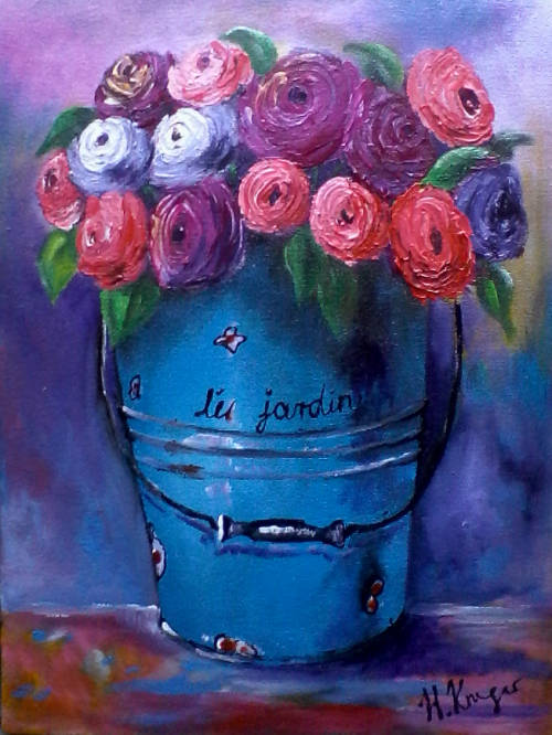 Bucket full of rosies - 300x400x22mm
