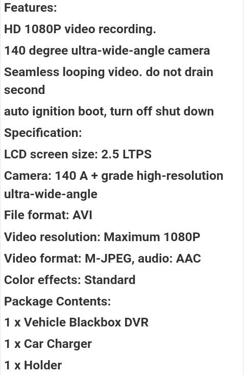 HD DVR vehicle blackbox full hd 1089