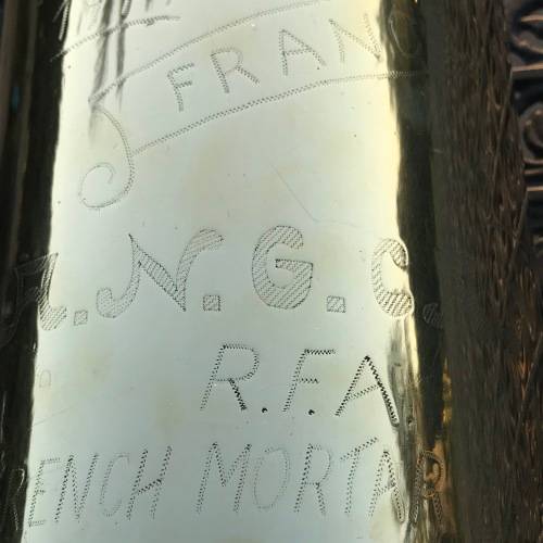 WWI - Large P.O.W./Trench Art Artillery Brass Shell ( Lt. A.N.G. CARSWEL R.F.A. ) (For Ralph)