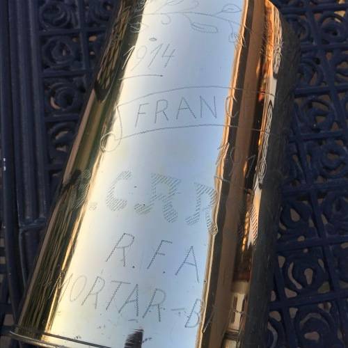 WWI - Large P.O.W./Trench Art Artillery Brass Shell ( Lt. A.N.G. CARSWEL R.F.A. ) (For Ralph)