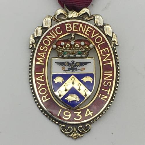 Impressive Solid Silver and Enamel Masonic Medal (1934)