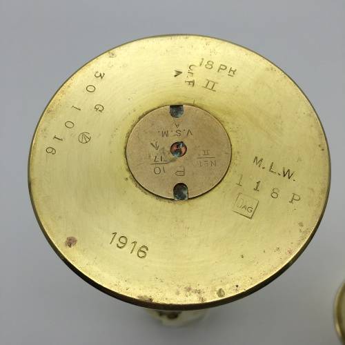 Pair WW1 `Trench Art` Brass Artillery Shells