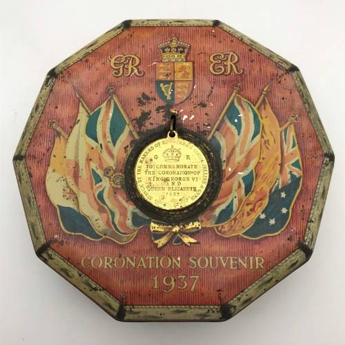 Vintage `King George VI 1937` Coronation Tin with Medallion