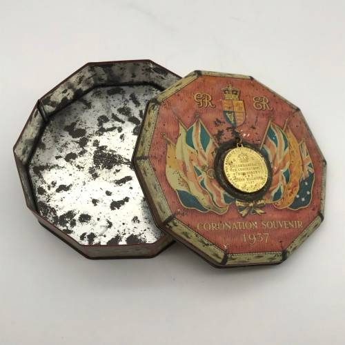 Vintage `King George VI 1937` Coronation Tin with Medallion