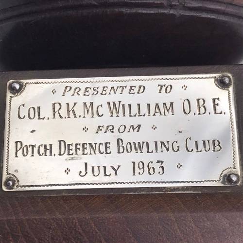 Early Wooden & Silver `Lawn Bowls` Trophy (Col. R.K. McWilliam O.B.E.)