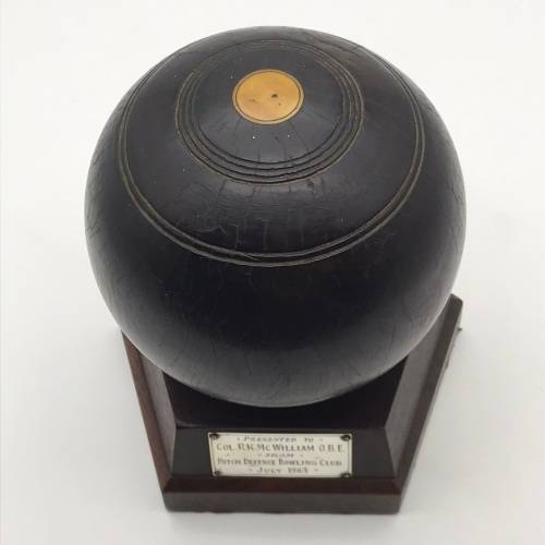 Early Wooden & Silver `Lawn Bowls` Trophy (Col. R.K. McWilliam O.B.E.)