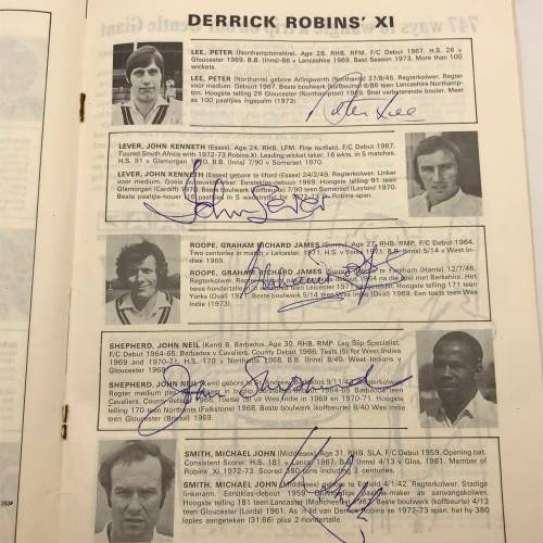Cricket - Signed `1973 Derrick Robins XI v S.A. Invitation XI` Brochure