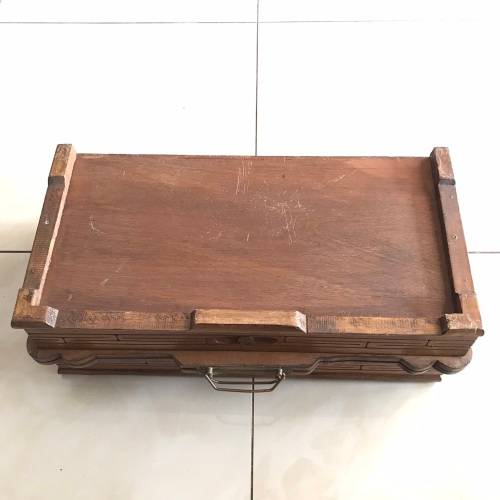 Vintage Oriental Wood Carved Chess Board/Case (Folding with Draws)